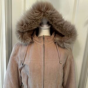 Vintage Bromley Hooded Coat with Fur Trim